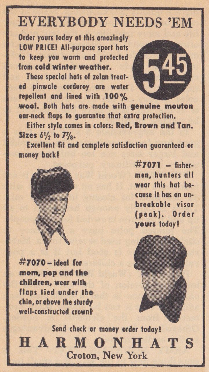 crotonhistory harmon-hats-ad-outdoorsman-10-1949 mid