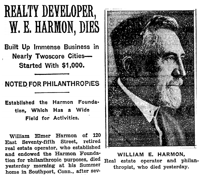 William E. Harmon's Death Reveals His Secret
