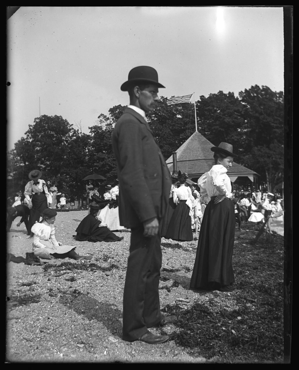 dcmny croton point 1898 man on beach mid