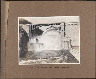 New Croton Dam spillway and bridge — museum album photograph