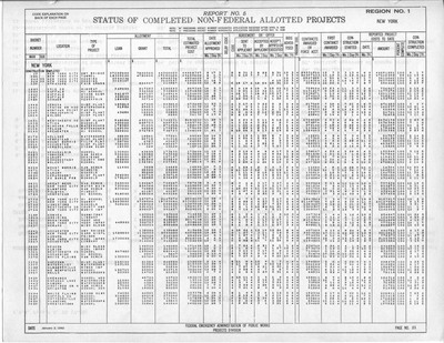 PWA New York project-status sheet, January 3, 1940