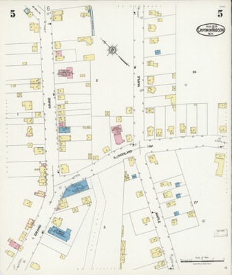Grand Street water mains and firehouse — Sanborn sheet 5, August 1924