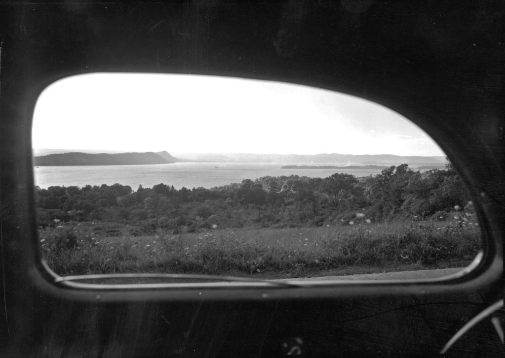 Hudson River View from Car Mirror