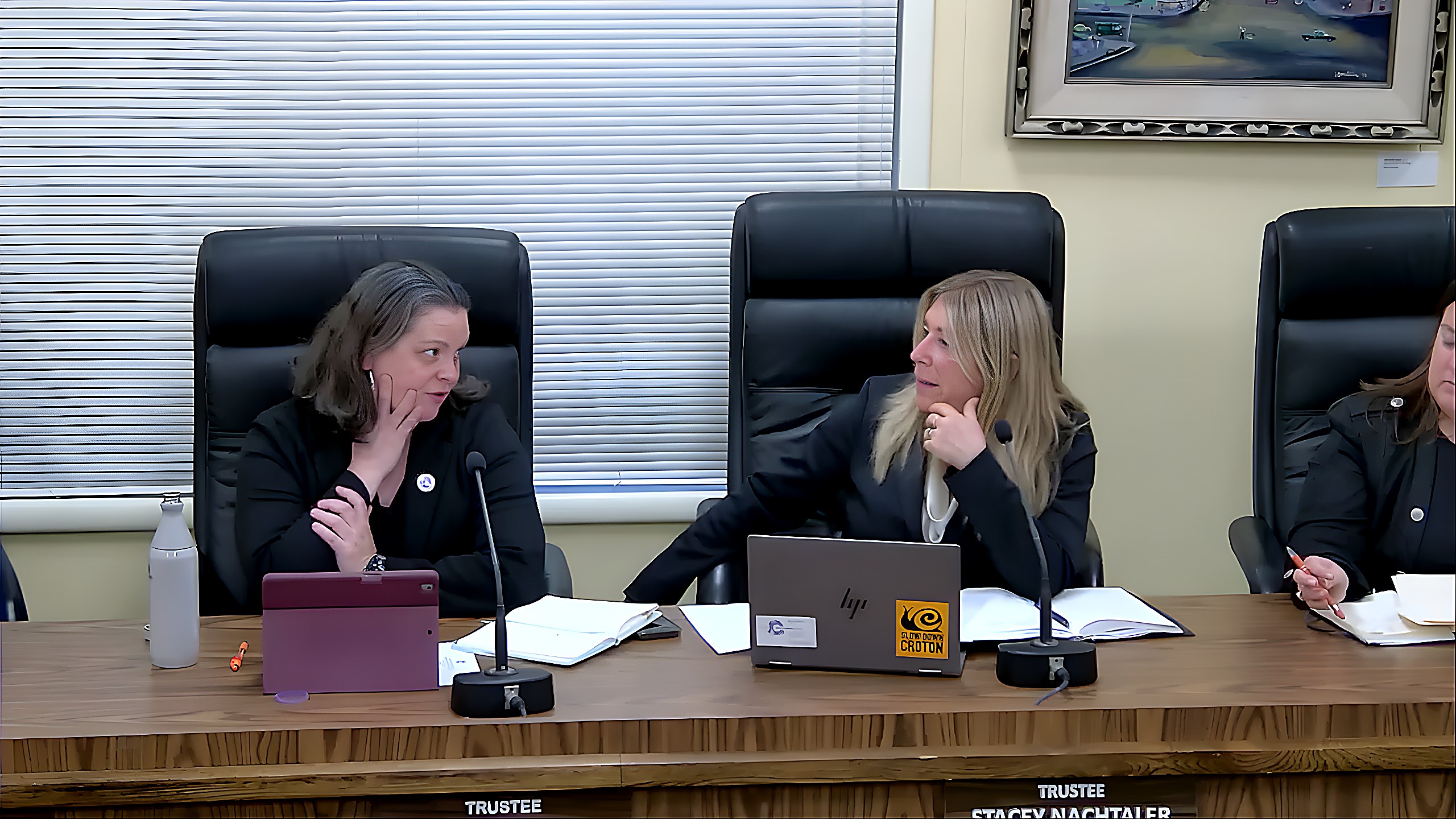 Trustee Maria Slippen asks about consequences of missing the legislative window for speed zone cameras
