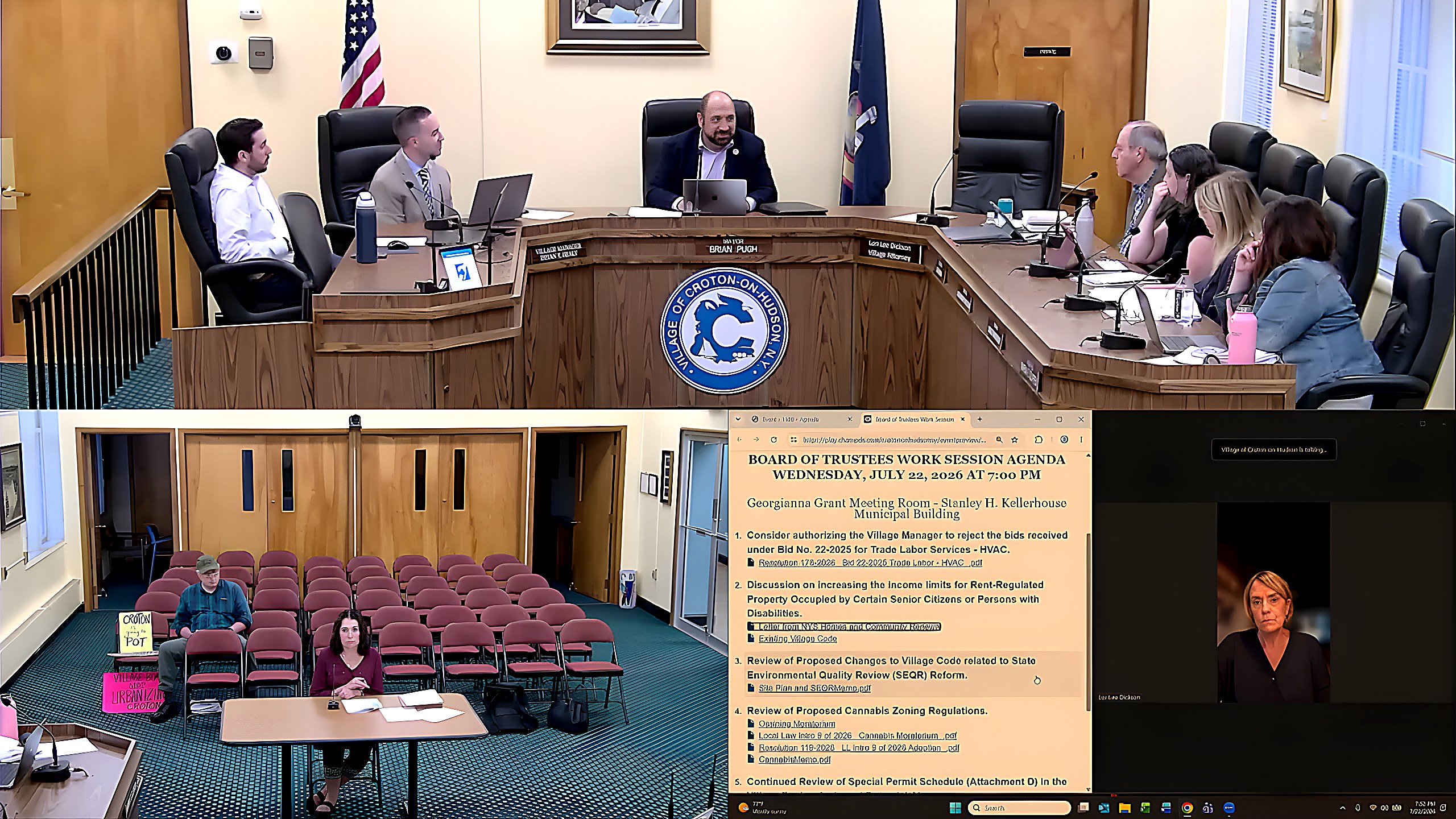Village Manager Bryan Healy and Mayor Brian Pugh during the work session discussion of tree regulations.