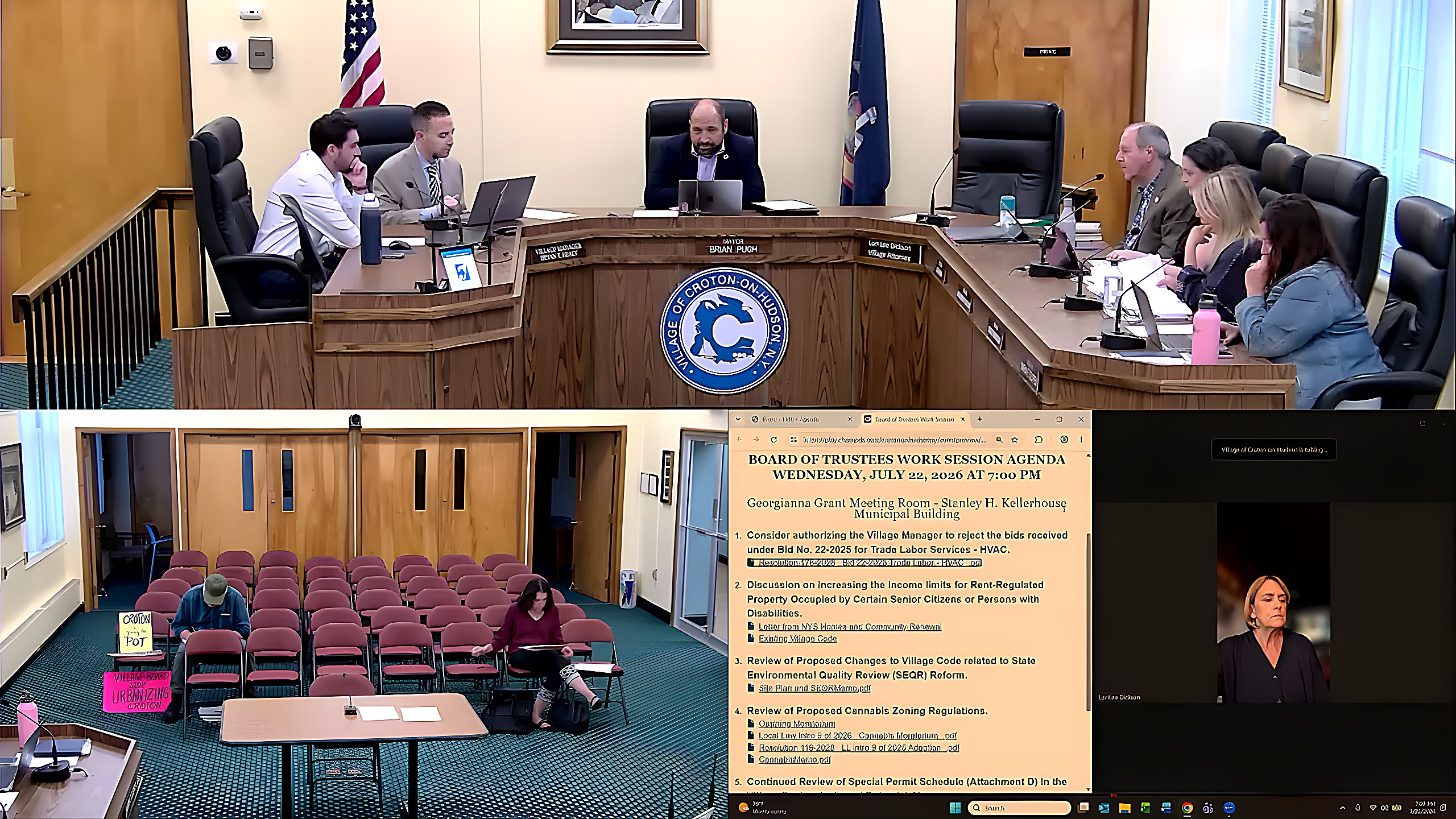 Mayor Brian Pugh during the Board of Trustees Work Session meeting.