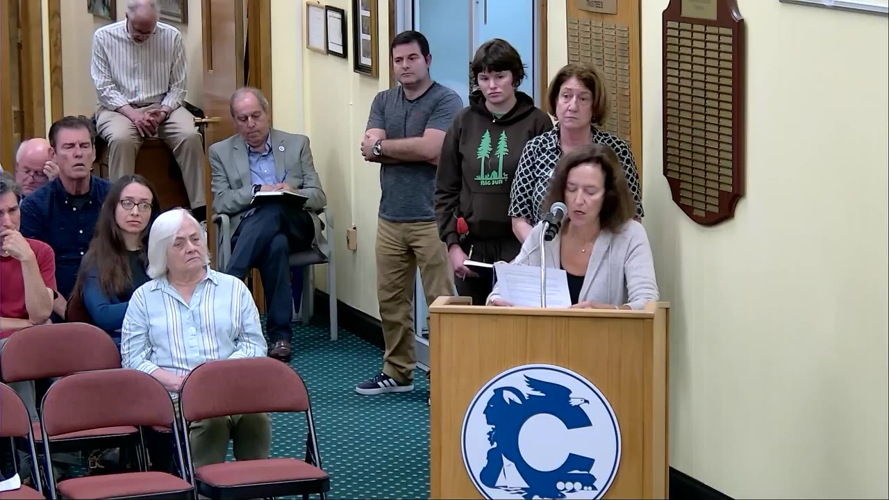 A resident speaks at the September 2 hearing on proposed pigeon rules.