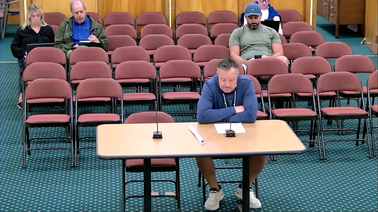 An applicant addresses Croton's Zoning Board during the September 15 gazebo-variance hearing.