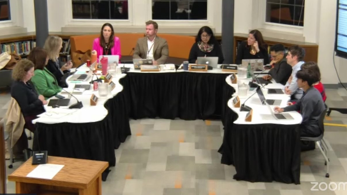 The Croton-Harmon school board at its October 1 meeting, shortly before its consent-agenda vote.