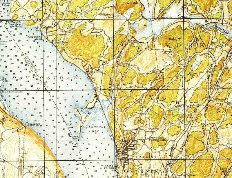 1937 USGS map of Croton Point and the Croton reservoir
