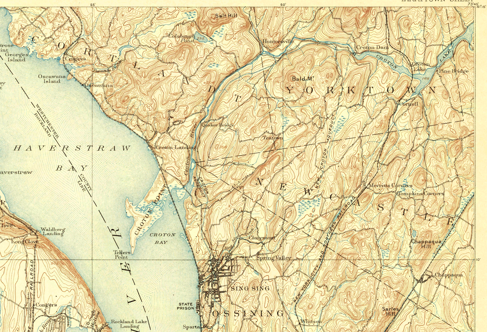 Native 1892 Croton-area map excerpt; original and processed files linked below