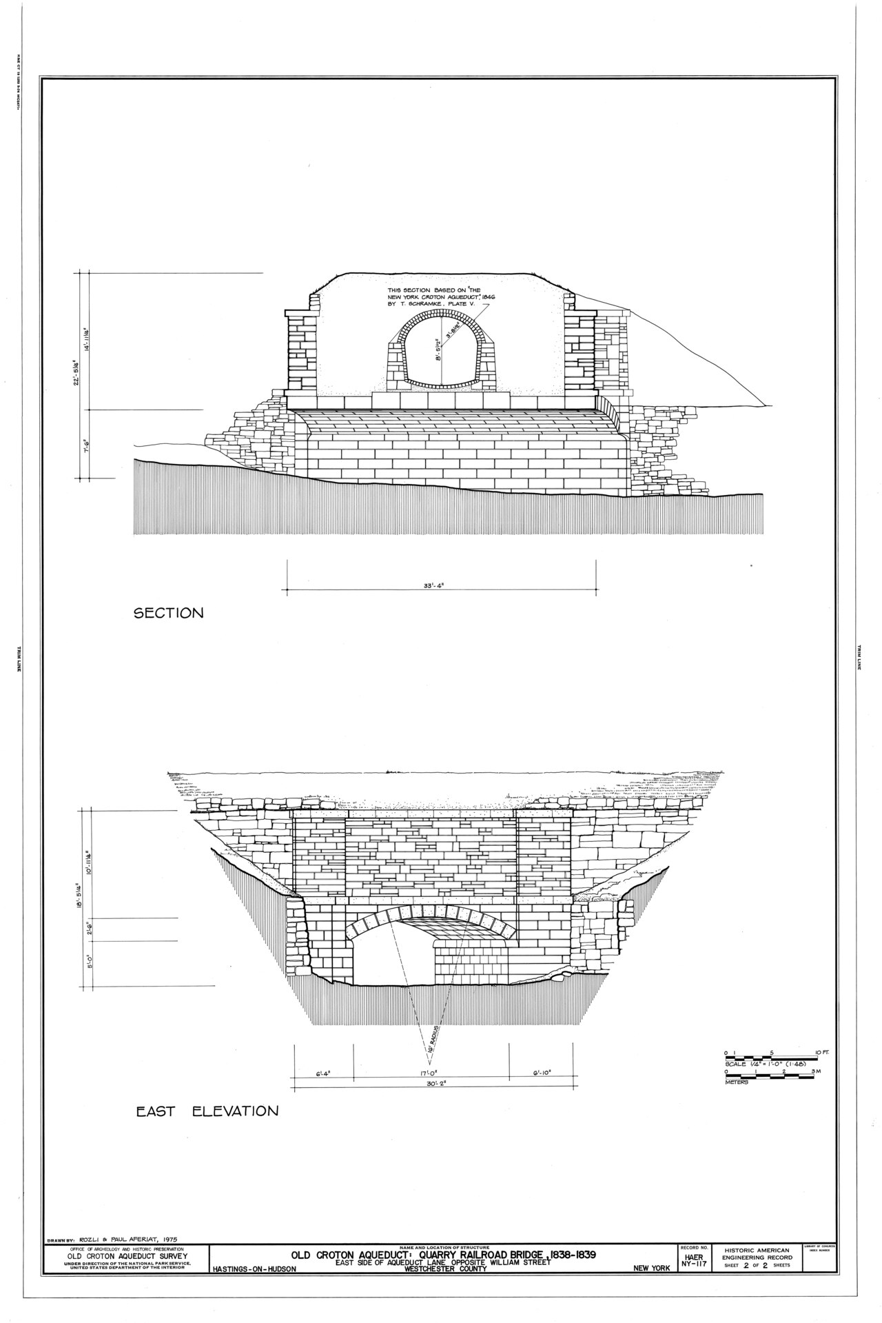 Old Croton Aqueduct, Quarry Railroad Bridge, Aqueduct Lane at Williams Street, Hastings-on-Hudson, Westchester County, NY HAER NY,60-HAST,1A- (sheet 2 of 2).tif
