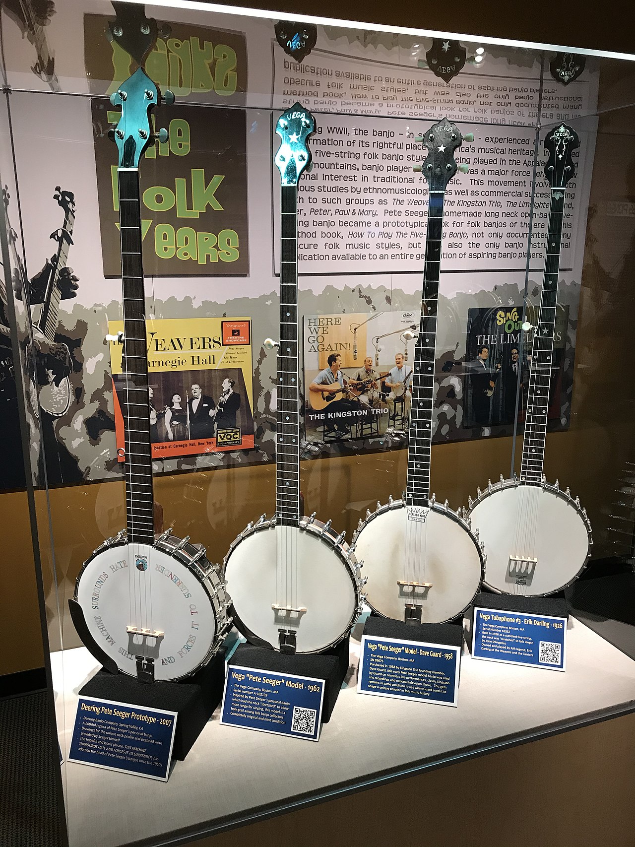 Pete Seeger banjos at the American Banjo Museum.jpg